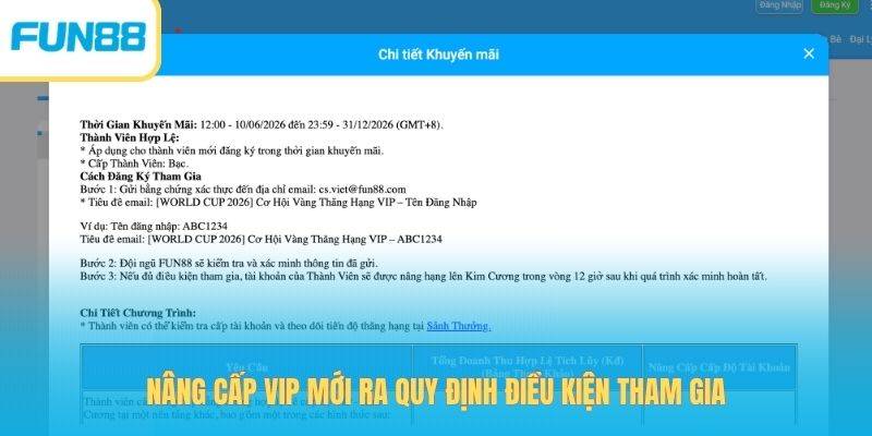 Nâng Cấp VIP Mới Ra - Nhận Thưởng 38.888 Kđ Hấp Dẫn Nâng cấp VIP mới ra quy định điều kiện tham gia